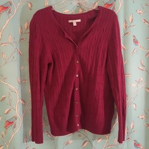 Warm Purple Herringbone Button Down Cardi